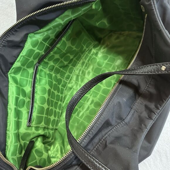 Kate Spade Maise Black Nylon Large Tote‎ Shoulder Bag Side Pockets Purse Leather - Picture 11 of 12